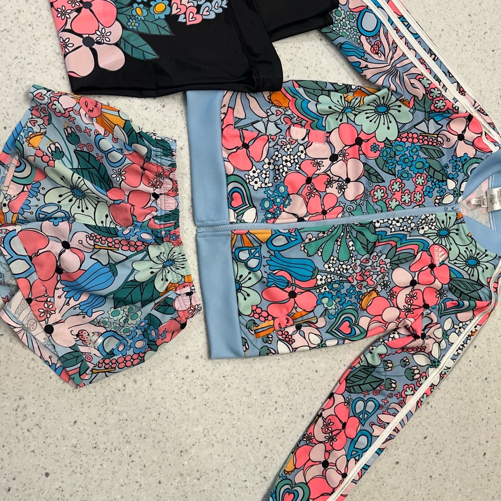 ADIDAS Floral Print Jacket and Shorts Set